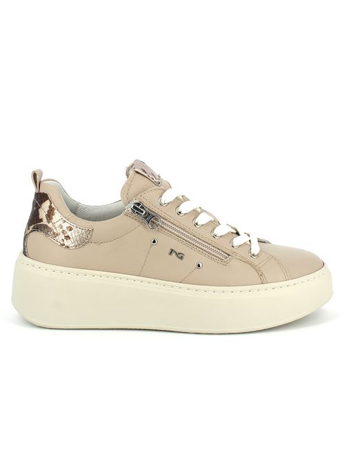 sneakers da donna in pelle beige NERO GIARDINI | I308460D728